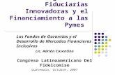 Ingenierías Fiduciarias Innovadoras y el Financiamiento a las Pymes Los Fondos de Garantías y el Desarrollo de Mercados Financieros Inclusivos Lic. Adrián.