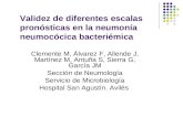 Validez de diferentes escalas pronósticas en la neumonía neumocócica bacteriémica Clemente M, Álvarez F, Allende J, Martínez M, Antuña S, Sierra G, García.