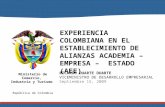 Ministerio de Comercio, Industria y Turismo República de Colombia EXPERIENCIA COLOMBIANA EN EL ESTABLECIMIENTO DE ALIANZAS ACADEMIA – EMPRESA – ESTADO.