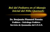 Rol del Pediatra en el Manejo Inicial del Niño Quemado Dr. Benjamin Pimentel Román Pediátra - Nefrólogo Pediátra Servicio de Quemados del I.N.S.N.