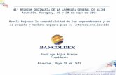 41ª REUNION ORDINARIA DE LA ASAMBLEA GENERAL DE ALIDE Asunción, Paraguay, 19 y 20 de mayo de 2011 Panel: Mejorar la competitividad de los emprendedores.