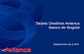 Tarjeta Destinos Avianca Banco de Bogotá Septiembre de 2.010.