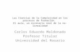 Las Ciencias de la Complejidad en los procesos de formación. El aula, un escenario real de la no- linealidad Carlos Eduardo Maldonado Profesor Titular.