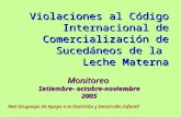 Monitoreo Setiembre- octubre-noviembre 2005 Red Uruguaya de Apoyo a la Nutrición y Desarrollo Infantil Violaciones al Código Internacional de Comercialización.