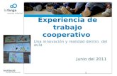 1 Experiencia de trabajo cooperativo Una innovación y realidad dentro del aula Junio del 2011.