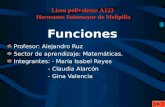 Funciones Profesor: Alejandro Ruz Sector de aprendizaje: Matemáticas. Integrantes: - Maria Isabel Reyes - Claudia Alarcón - Gina Valencia Liceo polivalente.