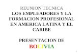 1 REUNION TECNICA LOS EMPLEADORES Y LA FORMACION PROFESIONAL EN AMERICA LATINA Y EL CARIBE PRESENTACION DE BOLIVIA.