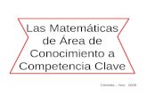 Córdoba – Nov. 2008 Las Matemáticas de Área de Conocimiento a Competencia Clave.