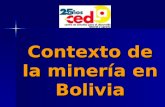 Contexto de la minería en Bolivia. Índice 1. ALZA INTERNACIONAL PRECIOS 2. LA MINERÍA EN LA ECONOMÍA NACIONAL 3. COMPOSICIÓN INTERNA 4. POLÍTICA MINERA.