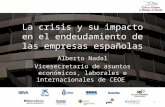 1 La crisis y su impacto en el endeudamiento de las empresas españolas Alberto Nadal Vicesecretario de asuntos económicos, laborales e internacionales.