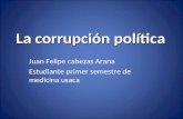 La corrupción política Juan Felipe cabezas Arana Estudiante primer semestre de medicina usaca.
