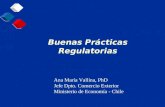 Buenas Prácticas Regulatorias Ana María Vallina, PhD Jefe Dpto. Comercio Exterior Ministerio de Economía - Chile.