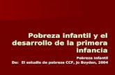 Pobreza infantil y el desarrollo de la primera infancia Pobreza Infantil De: El estudio de pobreza CCF, Jo Boyden, 2004.