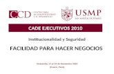 CADE EJECUTIVOS 2010 Urubamba, 11 al 13 de Noviembre 2010 Institucionalidad y Seguridad FACILIDAD PARA HACER NEGOCIOS (Cusco, Perú)
