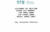 SISTEMAS DE GESTIÓN SEGÚN LAS NORMAS ISO 9001:2000 ISO 14001:2004 OHSAS 18001:2007 Ing. Alejandro Alborino.