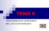 TEMA 6 TRATAMIENTO CONTABLE DE LAS EXISTENCIAS. GUIÓN 1. CONCEPTO DE EXISTENCIAS 2. DESGLOSE DE LAS CUENTAS DE MERCADERÍAS 3. VALORACIÓN DE LAS EXISTENCIAS.