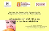 Centro de Desarrollo Comunitario Programa Formador de Formadores Alimentación del niño en riesgo de desnutrición Lic Ivana Lavanda Coordinadora del área.