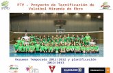 PTV – Proyecto de Tecnificación de Voleibol Miranda de Ebro Resumen Temporada 2011/2012 y planificación 2012/2013.