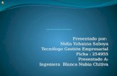 Presentado por: Nidia Yohanna Saboya Tecnólogo Gestión Empresarial Ficha : 254955 Presentado A: Ingeniera Blanca Nubia Chitiva.