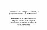Seminario: Significados, proposiciones y actitudes Referencia y contingencia según Evans y la lógica bidimensional de Davies & Humberstone.