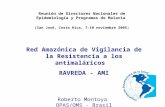 Red Amazónica de Vigilancia de la Resistencia a los antimaláricos RAVREDA - AMI Roberto Montoya OPAS/OMS - Brasil Reunión de Directores Nacionales de Epidemiología.