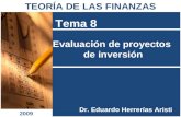Evaluación de proyectos de inversión Tema 8 Dr. Eduardo Herrerías Aristi TEORÍA DE LAS FINANZAS 2009.