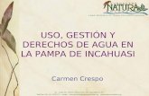 USO, GESTIÓN Y DERECHOS DE AGUA EN LA PAMPA DE INCAHUASI Carmen Crespo.