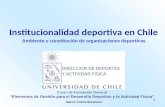 1 Institucionalidad deportiva en Chile Ambiente y constitución de organizaciones deportivas Elementos de Gestión para el Desarrollo Deportivo y la Actividad.
