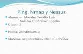 Ping, Nmap y Nessus Alumnos: Morales Peralta Luis Salazar Contreras Rogelio Grupo: 2 Fecha: 25/Abril/2013 Materia: Arquitecturas Cliente-Servidor.