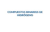 COMPUESTOS BINARIOS DE HIDR“GENO. Metal + hidr³geno = hidruro metlico Metal + hidr³geno = hidruro metlico No metal + hidr³geno = haluro de hidr³geno