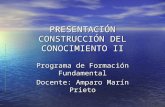 PRESENTACIÓN CONSTRUCCIÓN DEL CONOCIMIENTO II Programa de Formación Fundamental Docente: Amparo Marín Prieto.
