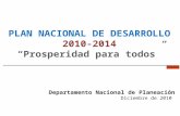 PLAN NACIONAL DE DESARROLLO 2010-2014 “Prosperidad para todos” Departamento Nacional de Planeación Diciembre de 2010.