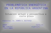 PROBLEMÁTICA ENERGÉTICA EN LA REPÚBLICA ARGENTINA Situación actual y prospectiva a corto plazo Expositor: Dr. ROMÁN H. BUITRAGO GENOC Santa Fe UNL-CONICET.