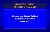 MANEJO CLINICO DENGUE Y MALARIA Dr. José Luis Suárez Vallejos HASullana II-2 MINSA PIURA 2013.
