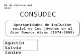 Oportunidades de inclusión social de los jóvenes en el Gran Buenos Aires (1974-2008) 08 de Febrero del 2012 CONSUDEC Agustín Salvia Ianina Tuñon.