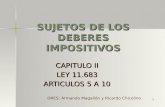 1 SUJETOS DE LOS DEBERES IMPOSITIVOS CAPITULO II LEY 11.683 ARTICULOS 5 A 10 DRES: Armando Magallón y Ricardo Chicolino.