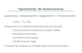 “Quenching” de fluorescencia quenching = desactivación= apagamiento = menor emisión I F (Q) < I F (-Q) Reacciones en el estado excitado (Quenching colisional)