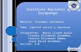 Instituto Nacional de Soyapango Materia: Sistemas contables. Tema: Capital social y reservas. Integrantes: Mayra Liseth Ayala. Claudia Elizabeth Galdámez.