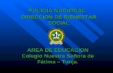 POLICIA NACIONAL AREA DE EDUCACION Colegio Nuestra Señora de Fátima – Tunja. AREA DE EDUCACION Colegio Nuestra Señora de Fátima – Tunja. DIRECCION DE BIENESTAR.