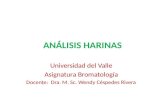 ANÁLISIS HARINAS Universidad del Valle Asignatura Bromatología Docente: Dra. M. Sc. Wendy Céspedes Rivera.