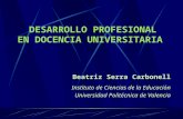 Beatriz Serra Carbonell Instituto de Ciencias de la Educación Universidad Politécnica de Valencia DESARROLLO PROFESIONAL EN DOCENCIA UNIVERSITARIA.