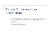 1 Tema 3. Inversión crediticia Estudio financiero de las operaciones activas Curso 2006-2007.