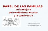 PAPEL DE LAS FAMILIAS en la mejora del rendimiento escolar y la convivencia Rosa Rubio Prado (Orientadora de IES)