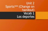 Unit 2 Sports!** (Change on handout) Vocab 1 Los deportes.