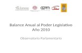 Balance Anual al Poder Legislativo Año 2010 Observatorio Parlamentario.
