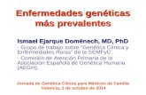 Enfermedades genéticas más prevalentes Ismael Ejarque Doménech, MD, PhD - Grupo de trabajo sobre “Genética Clínica y Enfermedades Raras” de la SEMFyC.