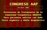 CONGRESO AAP Protocolos de Tratamiento de la Comunidad Terapéutica GRADIVA Para pacientes adictos con daño Psico orgánico y doble diagnóstico Octubre 2006.