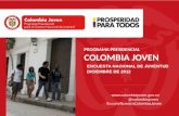 Www.colombiajoven.gov.co @colombiajoven fb.com/NuestraColombiaJoven ENCUESTA NACIONAL DE JUVENTUD DICIEMBRE DE 2012 PROGRAMA PRESIDENCIAL COLOMBIA JOVEN.