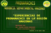 “EXPERIENCIAS DE PRONAMACHCS EN LA REGIÓN AMAZONAS” PRESENTADO POR: ING. TEODORO HUIMAN MONDRAGON GERENTE DEPARTAMENTAL AMAZONAS TARAPOTO, 26 DE ABRIL.