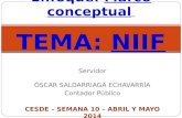 Servidor ÓSCAR SALDARRIAGA ECHAVARRÍA Contador Público CESDE – SEMANA 10 – ABRIL Y MAYO 2014 Enfoque: Marco conceptual TEMA: NIIF.